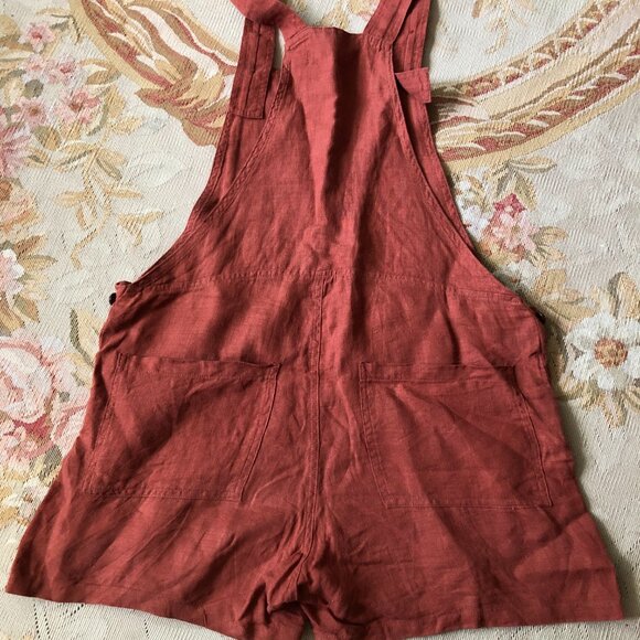 Pyne and Smith Short Linen Overalls in Rust, Size XS - Picture 4 of 5